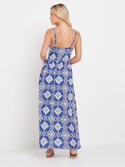 PixieGirl Petite Blue Leaf Print Maxi Dress - Image 2 of 5