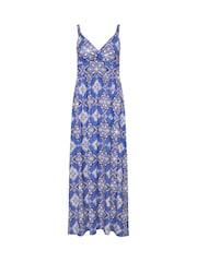 PixieGirl Petite Blue Leaf Print Maxi Dress - Image 5 of 5