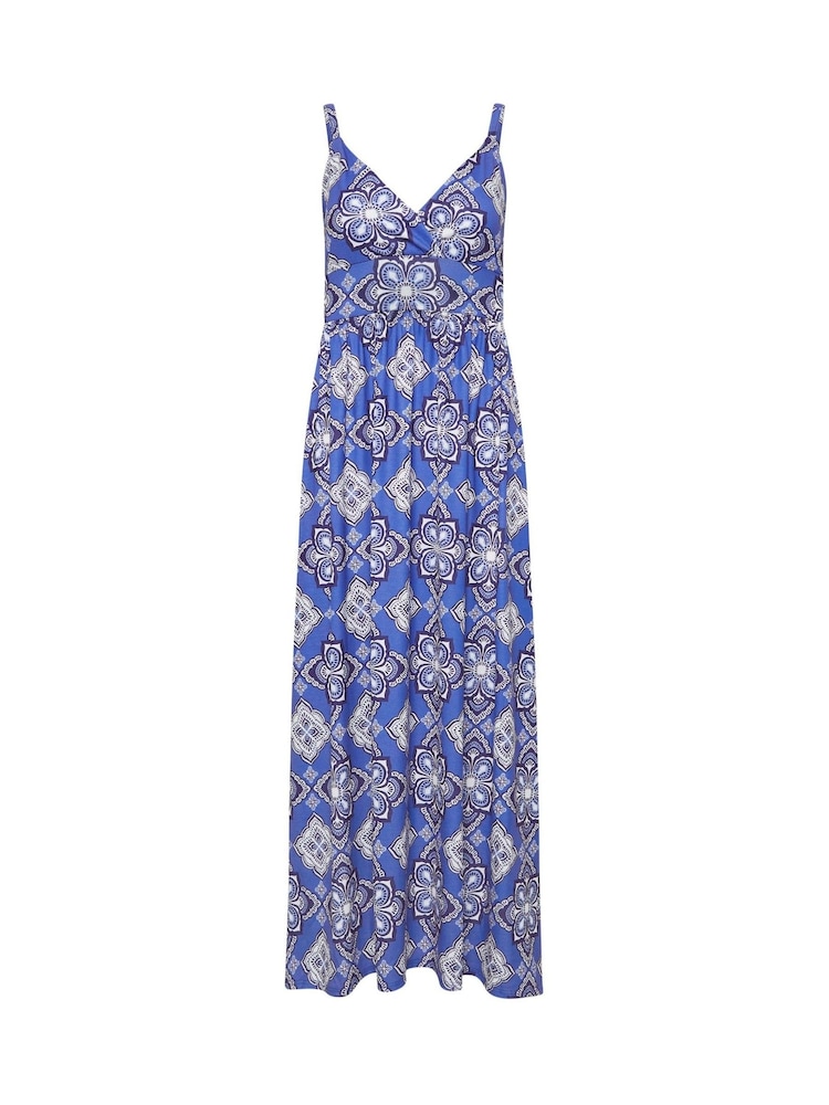 PixieGirl Petite Blue Leaf Print Maxi Dress - Image 5 of 5 PixieGirl Petite Blue Leaf Print Maxi Dress - Image 5 of 5