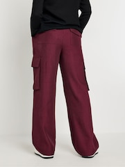 PixieGirl Petite Burgundy Red Utility Wide Leg Trousers - Image 3 of 4