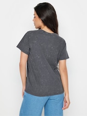 PixieGirl Petite Grey Acid Wash 'Cosmic Energy' 100% Cotton Slogan T-Shirt - Image 3 of 5