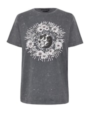 PixieGirl Petite Grey Acid Wash 'Cosmic Energy' 100% Cotton Slogan T-Shirt - Image 5 of 5
