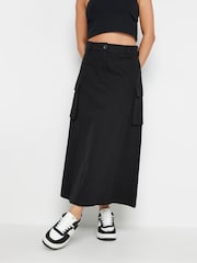PixieGirl Petite Black 100% Cotton Cargo Maxi Skirt - Image 2 of 5