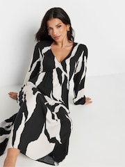PixieGirl Petite Black Abstract Print Smock Maxi Dress - Image 1 of 5