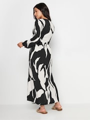 PixieGirl Petite Black Abstract Print Smock Maxi Dress - Image 4 of 5