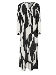 PixieGirl Petite Black Abstract Print Smock Maxi Dress - Image 5 of 5