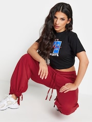 Vermelho - Calça jogger PixieGirl Petite Cuff Detail de perna larga 100% algodão - Imagem 11 de 11