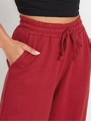 PixieGirl Petite Red Cuff Detail Wide Leg 100% Cotton Joggers - Image 5 of 6
