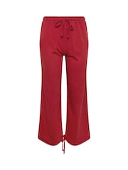 PixieGirl Petite Red Cuff Detail Wide Leg 100% Cotton Joggers - Image 6 of 6