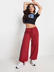 Vermelho - Calça jogger PixieGirl Petite Cuff Detail de perna larga 100% algodão - Imagem 8 de 11