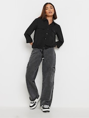 PixieGirl Petite Black Drawcord Long Sleeve Shirt - Image 2 of 5