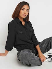 PixieGirl Petite Black Drawcord Long Sleeve Shirt - Image 4 of 5