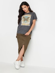 PixieGirl Petite Grey Acid Wash 'Spiritual Feeling' Slogan 100% Cotton T-Shirt - Image 2 of 5
