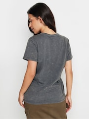 PixieGirl Petite Grey Acid Wash 'Spiritual Feeling' Slogan 100% Cotton T-Shirt - Image 3 of 5