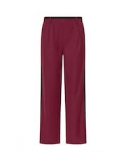 PixieGirl Petite Burgundy Red Side Stripe Contrast Wide Leg Trousers - Image 6 of 6