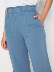 PixieGirl Petite Blue Acid Wash Wide Leg 100% Cotton Trousers - Image 4 of 5