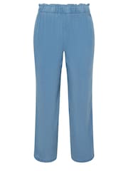PixieGirl Petite Blue Acid Wash Wide Leg 100% Cotton Trousers - Image 5 of 5
