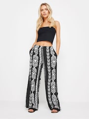 PixieGirl Petite Black Mono Wide Leg Trousers - Image 1 of 5