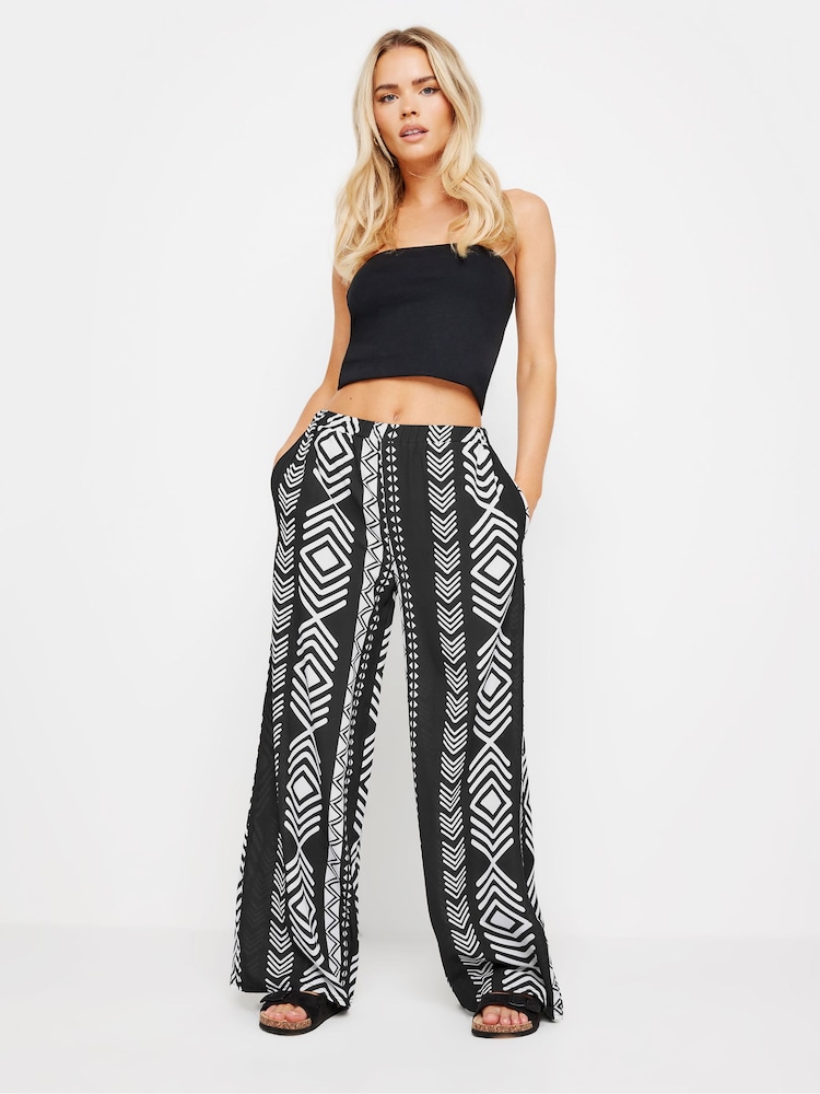 PixieGirl Petite Black Mono Wide Leg Trousers - Image 1 of 5