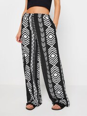 PixieGirl Petite Black Mono Wide Leg Trousers - Image 4 of 5