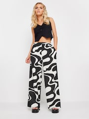 PixieGirl Petite Black Abstract Swirl Print Wide Leg Trousers - Image 1 of 5