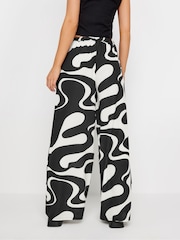 PixieGirl Petite Black Abstract Swirl Print Wide Leg Trousers - Image 3 of 5