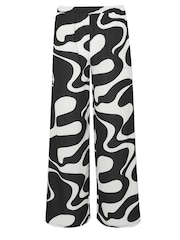PixieGirl Petite Black Abstract Swirl Print Wide Leg Trousers - Image 5 of 5