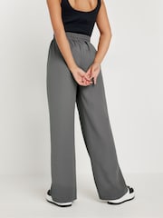 PixieGirl Petite Grey Pintuck Tie Waist Wide Leg Trousers - Image 3 of 5
