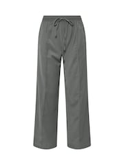 PixieGirl Petite Grey Pintuck Tie Waist Wide Leg Trousers - Image 5 of 5