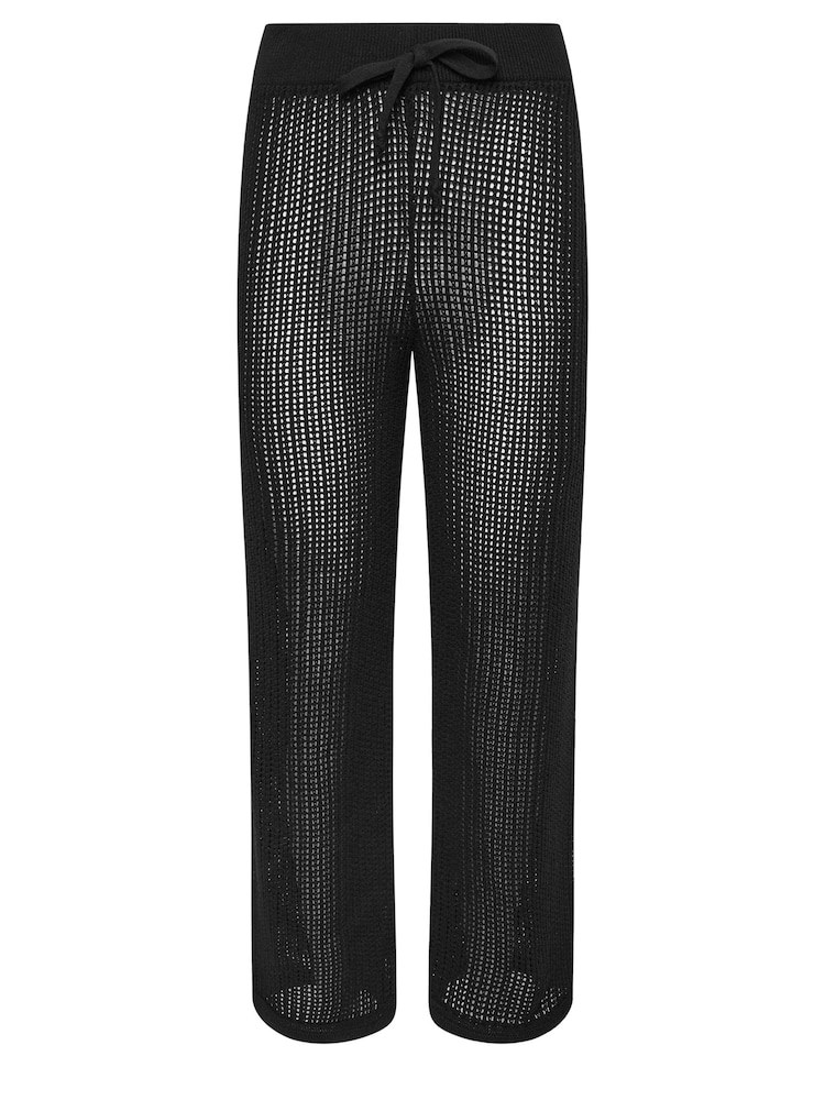 PixieGirl Petite Black Crochet Wide Leg Trousers - Image 5 of 5
