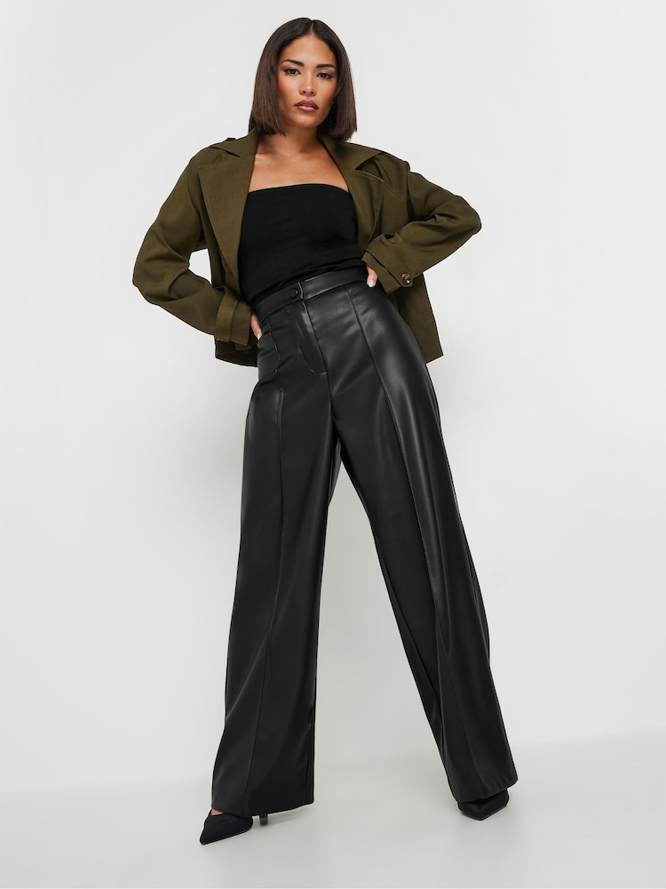 PixieGirl Petite Black PU Trousers - Image 1 of 5