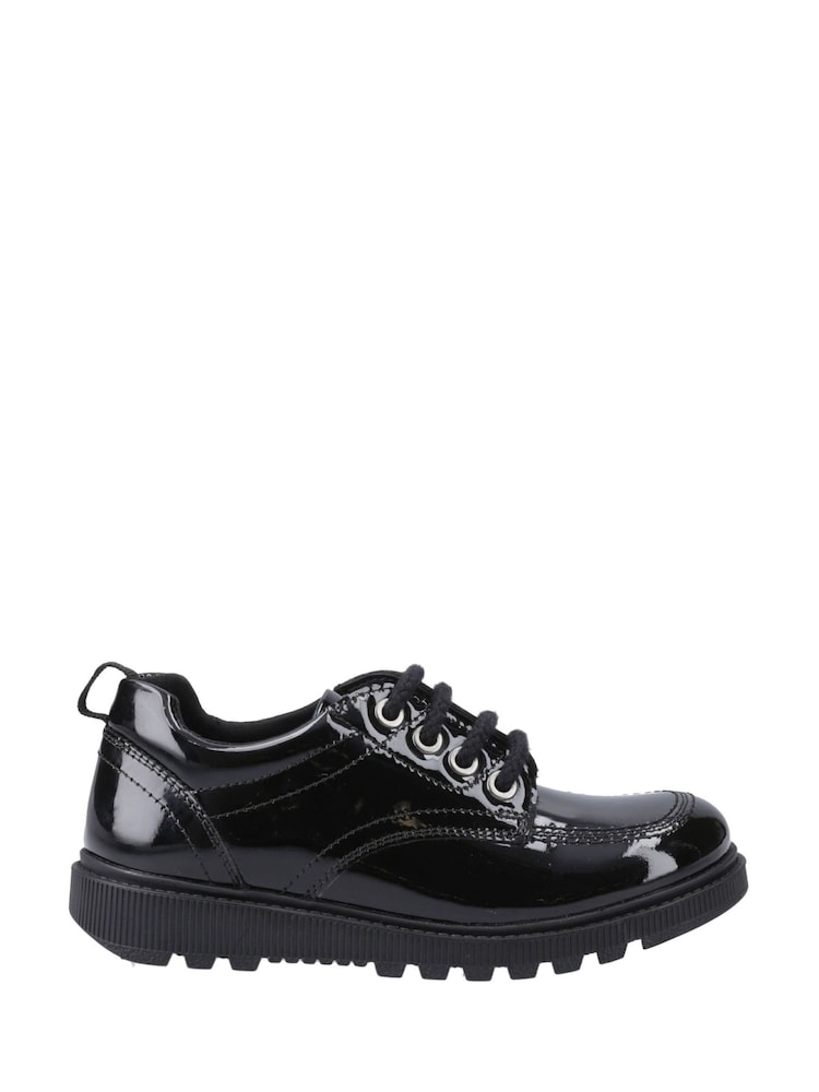 Hush Puppies Black Keeley Lace Up Patent Junior School Shoes - Image 1 of 4 Hush Puppies Black Keeley Lace Up Patent Junior School Shoes - Image 1 of 4