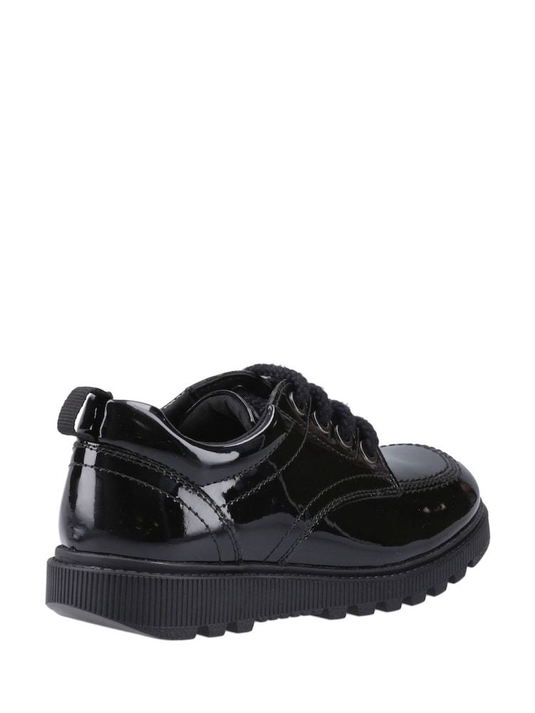 Hush Puppies Black Keeley Lace Up Patent Junior School Shoes - Image 2 of 4 Hush Puppies Black Keeley Lace Up Patent Junior School Shoes - Image 2 of 4