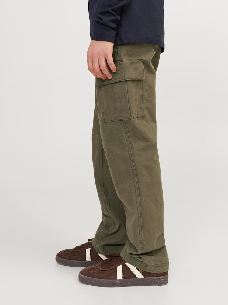 JACK & JONES JUNIOR Straight Leg Patch Pocket Cargo 100% Cotton Trousers - Image 1 of 5