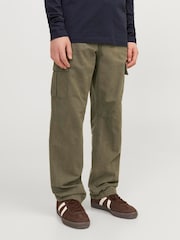 JACK & JONES JUNIOR Straight Leg Patch Pocket Cargo 100% Cotton Trousers - Image 2 of 5