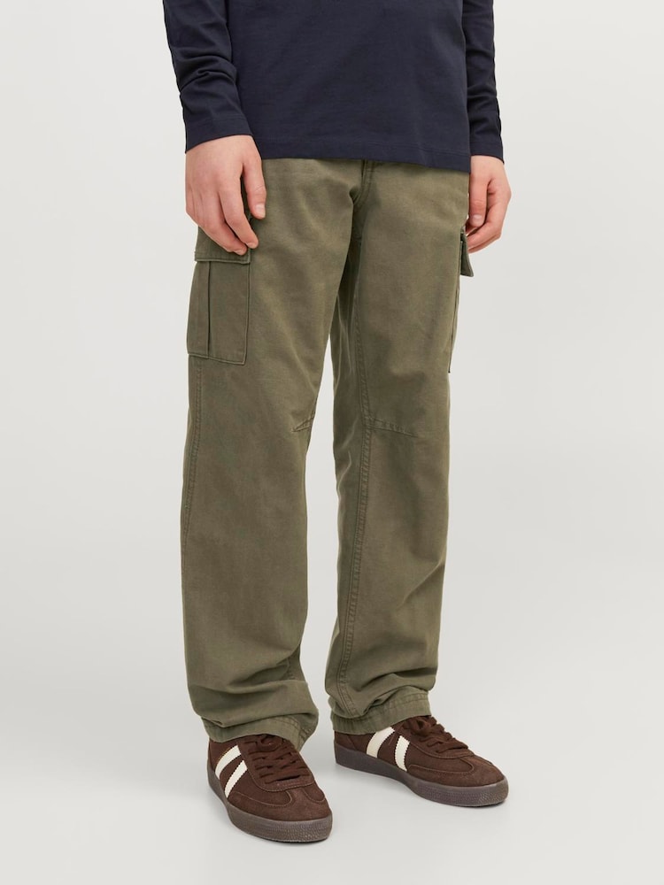 JACK & JONES JUNIOR Straight Leg Patch Pocket Cargo 100% Cotton Trousers - Image 2 of 5
