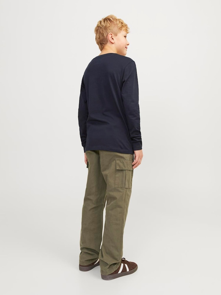 JACK & JONES JUNIOR Straight Leg Patch Pocket Cargo 100% Cotton Trousers - Image 4 of 5