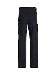 JACK & JONES JUNIOR Black Straight Leg Patch Pocket Cargo 100% Cotton Trousers - Image 7 of 7
