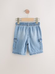 Light Blue Denim Denim Cargo Linen Shorts - Image 2 of 4