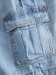 Light Blue Denim Denim Cargo Linen Shorts - Image 3 of 4