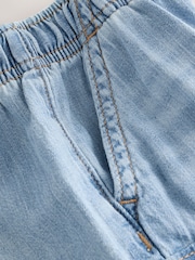 Light Blue Denim Denim Cargo Linen Shorts - Image 4 of 4
