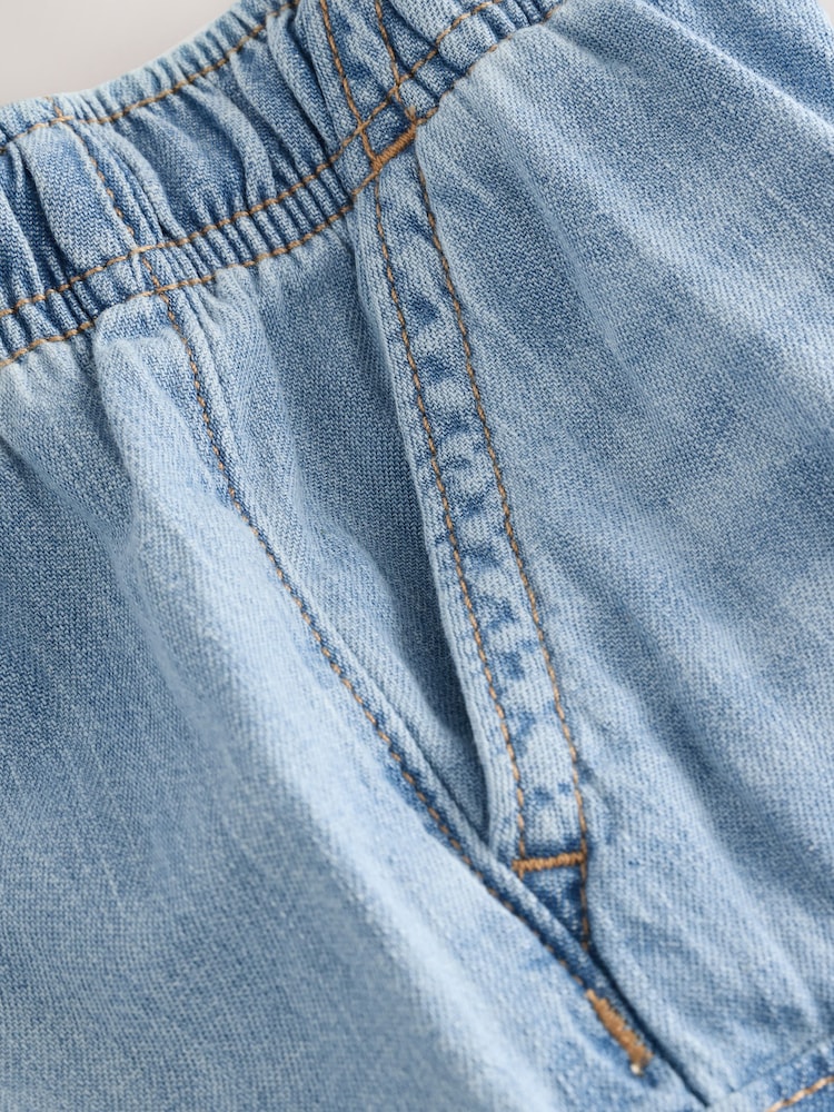 Light Blue Denim Denim Cargo Linen Shorts - Image 4 of 4
