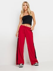 PixieGirl Petite Red Side Stripe Tie Wide Leg Trousers - Image 1 of 5