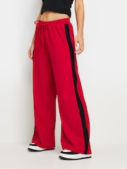 PixieGirl Petite Red Side Stripe Tie Wide Leg Trousers - Image 2 of 5