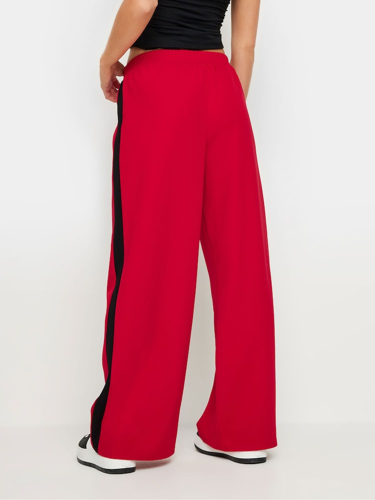 PixieGirl Petite Red Side Stripe Tie Wide Leg Trousers - Image 3 of 5