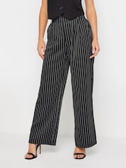 PixieGirl Petite Black Pinstripe Wide Leg Trousers - Image 1 of 4