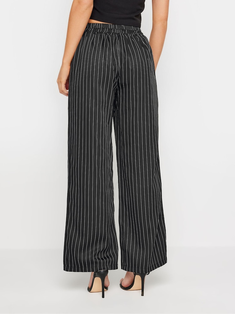 PixieGirl Petite Black Pinstripe Wide Leg Trousers - Image 2 of 4