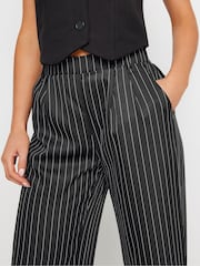 PixieGirl Petite Black Pinstripe Wide Leg Trousers - Image 3 of 4