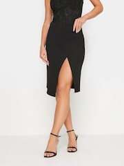 PixieGirl Petite Black Scuba Wrap Pencil Skirt - Image 4 of 6