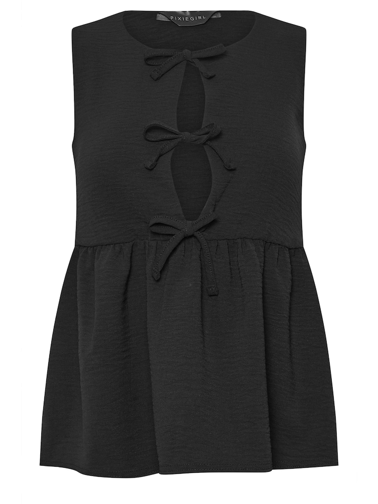PixieGirl Petite Black Tie Front Top - Image 5 of 5